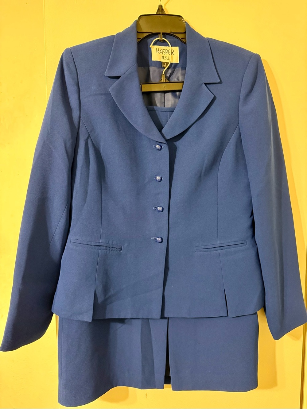 Vintage Kasper ASL two-piece skirt suit royal blue Size 8